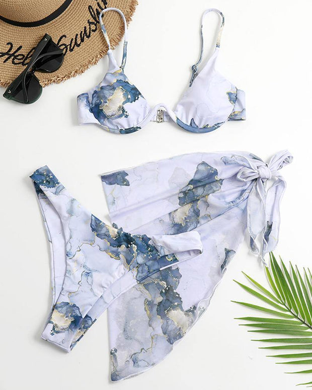 Floral Print Strap Bra With Panties And Apron Sexy Sets - Xmadstore