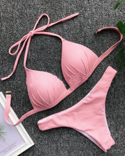 Solid Strap Bra With Panties Sexy Sets Bikini Sets - Xmadstore