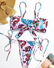 Classical Patterns Printing Strap Bra With Panties Bikini Sets - Xmadstore