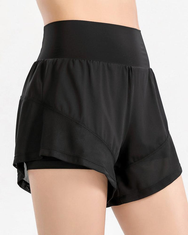 Solid Color High Waist Sport Short Pants With Pockets