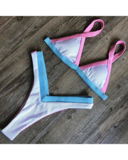 Colorblock Triangle Bra Bikini Sets - Xmadstore