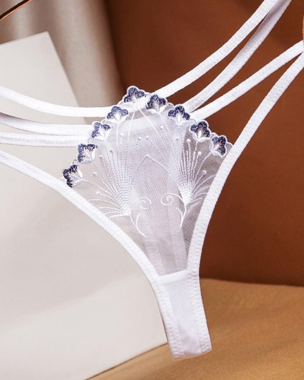 Sexy Splicing Embroidery Low Waist Cut-out Skinny Panties