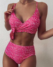 Dot Printing Strap Bra With Panties Bikini Sets - Xmadstore