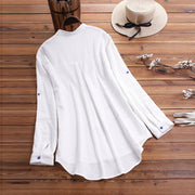 Stand-up collar single-breasted button printing long-sleeved long