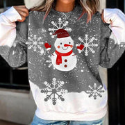 Fashion cute round neck snowman print blouse women