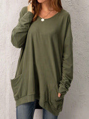 Fashion simple casual round neck long sleeve top