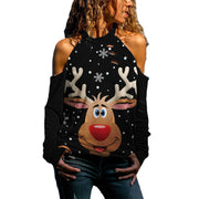Christmas women's hole hollow long sleeve T-Shirt top