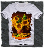 Fashion sunflower printing short-sleeved T-shirt