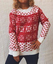 Classic Christmas sweater snowflake long-sleeved round neck knitted pullover women