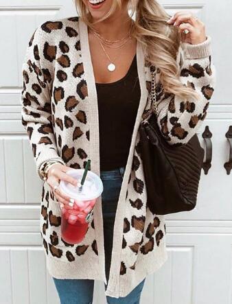 Sexy cardigan leopard print comfortable slim coat