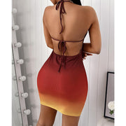 Fashion gradient halterneck skirt