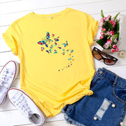 Fashion European and American butterfly print cotton short-sleeved T-shirt