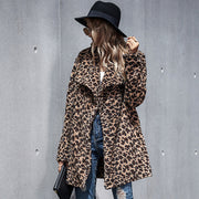 Women's mid-length leopard print coat