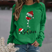 Fashion Christmas pattern printed long-sleeved round neck sweater women