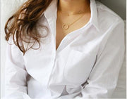 All-match white shirt professional slim slimming lapel ladies shirt
