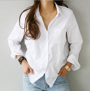 All-match white shirt professional slim slimming lapel ladies shirt