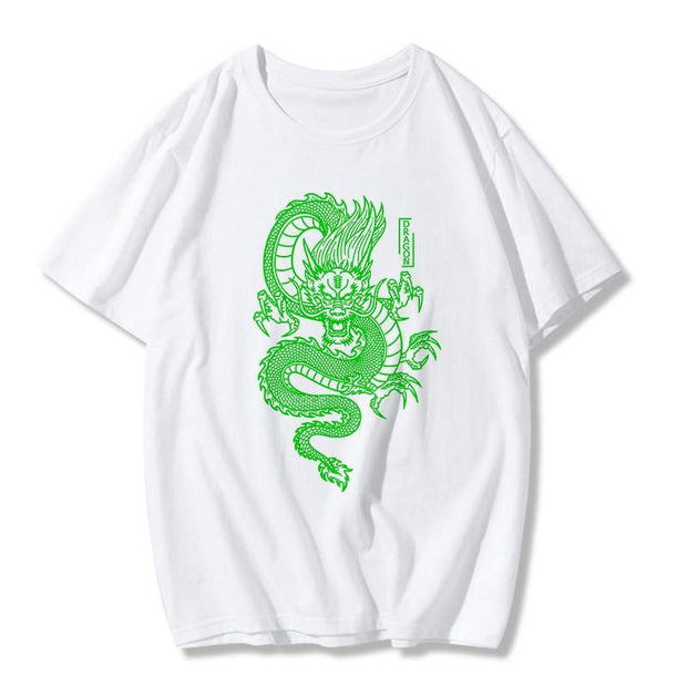 Fashion cartoon green dragon pattern t-shirt