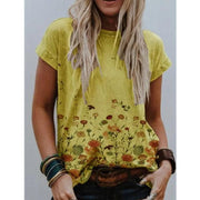 Printed street hipster short-sleeved multicolor loose T-shirt