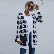 Fashion casual leopard print knitted cardigan jacket