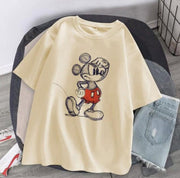 Mickey pattern round neck cartoon thong short-sleeved top