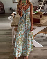 V-Neck Fashion Print Loose Slip Dress