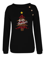 Christmas Loose Crew Neck Long Sleeve Top T-Shirt