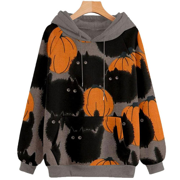Halloween pumpkin print hoodie