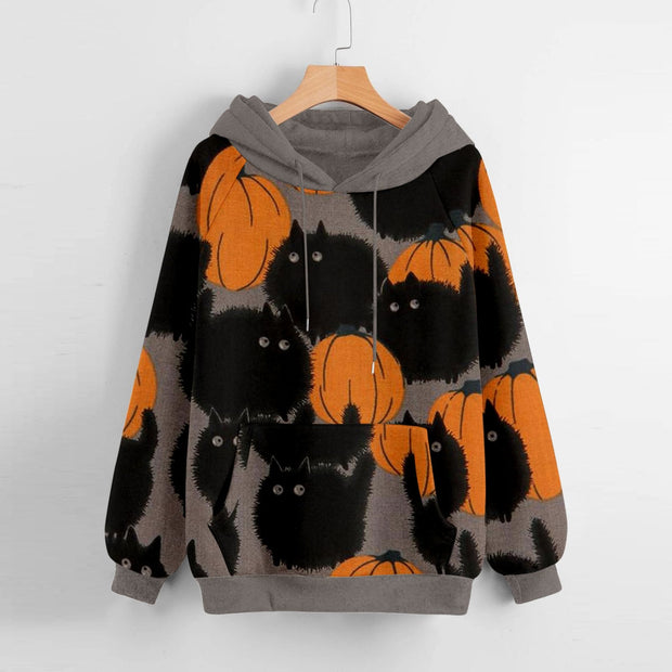 Halloween pumpkin print hoodie