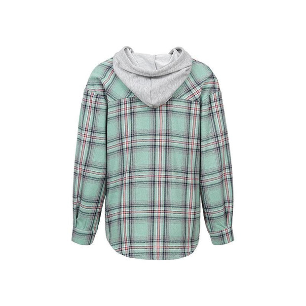 Hooded sweater-breasted casual shirt jacket