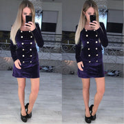 Fashion exquisite velvet double-breasted button bag hip dress