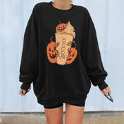 Halloween long-sleeved women plus velvet pumpkin long-sleeved skull sweater