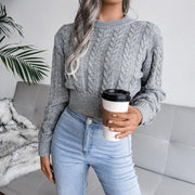 Twist waist knitted sweater with cropped navel