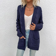 Mid-length twisted rope cardigan women's twist sweater