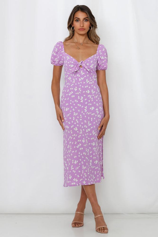 Women summer short-sleeved printed midi dress