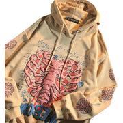 Casual trendy personality printed hooded sweater jacket