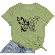 European and American fashion butterfly print casual short-sleeved shirt