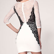 Elegant lace dress with three-quarter sleeves slim fit buttocks