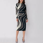 Vortex hit color print split casual fashion dress