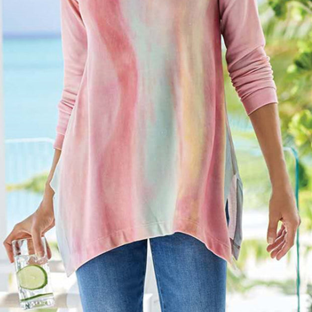 Fashion casual long sleeve women's printed round neck top