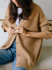 V-neck knitted cardigan loose sweater overcoats