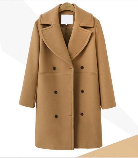 Woolen coat women's double-breasted mid-length trench coat woolen coat