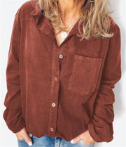Fashion corduroy jacket solid color all-match shirt