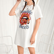 Personalized fashion print summer mid-length loose T-shirt