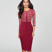 Elegant intellectual slim slimming hip skirt fashion lace stitching dress women