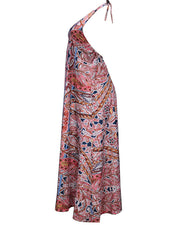Printed Halterneck V-neck Boho Maxi Dress