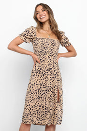 Women summer leopard printed midi dress