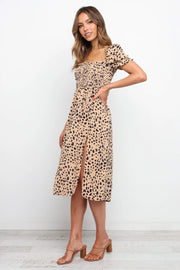 Women summer leopard printed midi dress