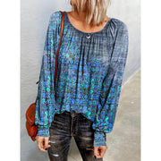 Floral long-sleeved round neck T-shirt bottoming shirt