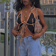 Women's fashion street sexy see-through mesh slim vest