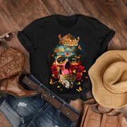 Fashion  spring and summer skull printing  short-sleeved T-shirt